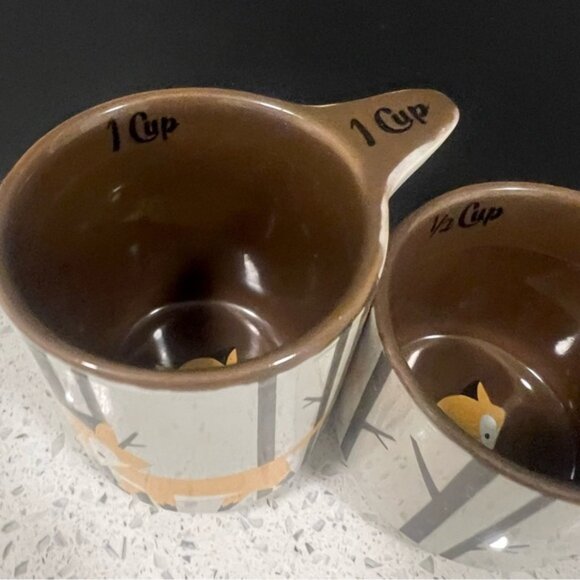 KITSCH’N GLAM Stackable Fox Birch Trees Themed Measuring Cups Set of 4 - Picture 10 of 15